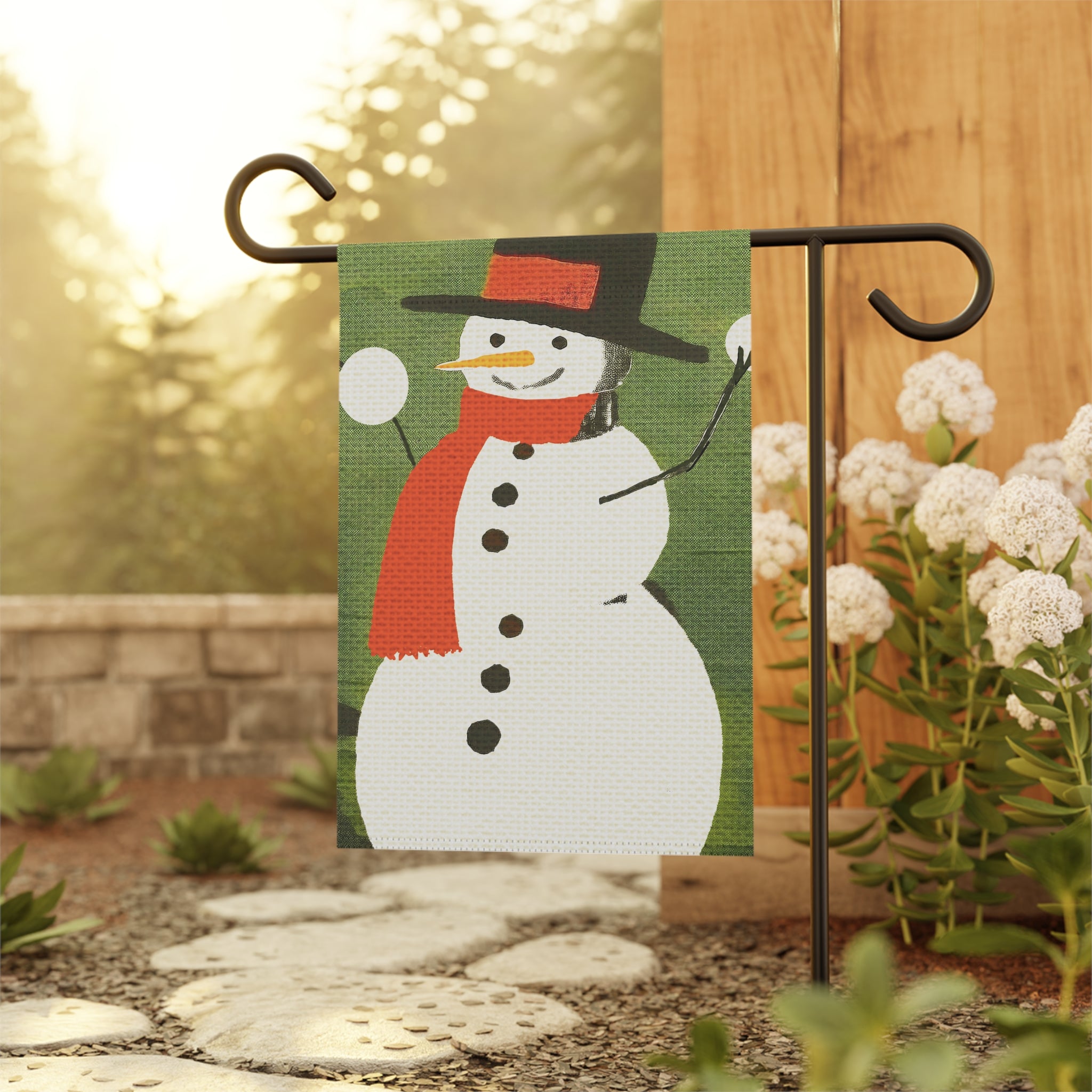 Seasonal Christmas Midwest Mod Snowball Fightin' Snowman Outdoor House Flag Garden Banner