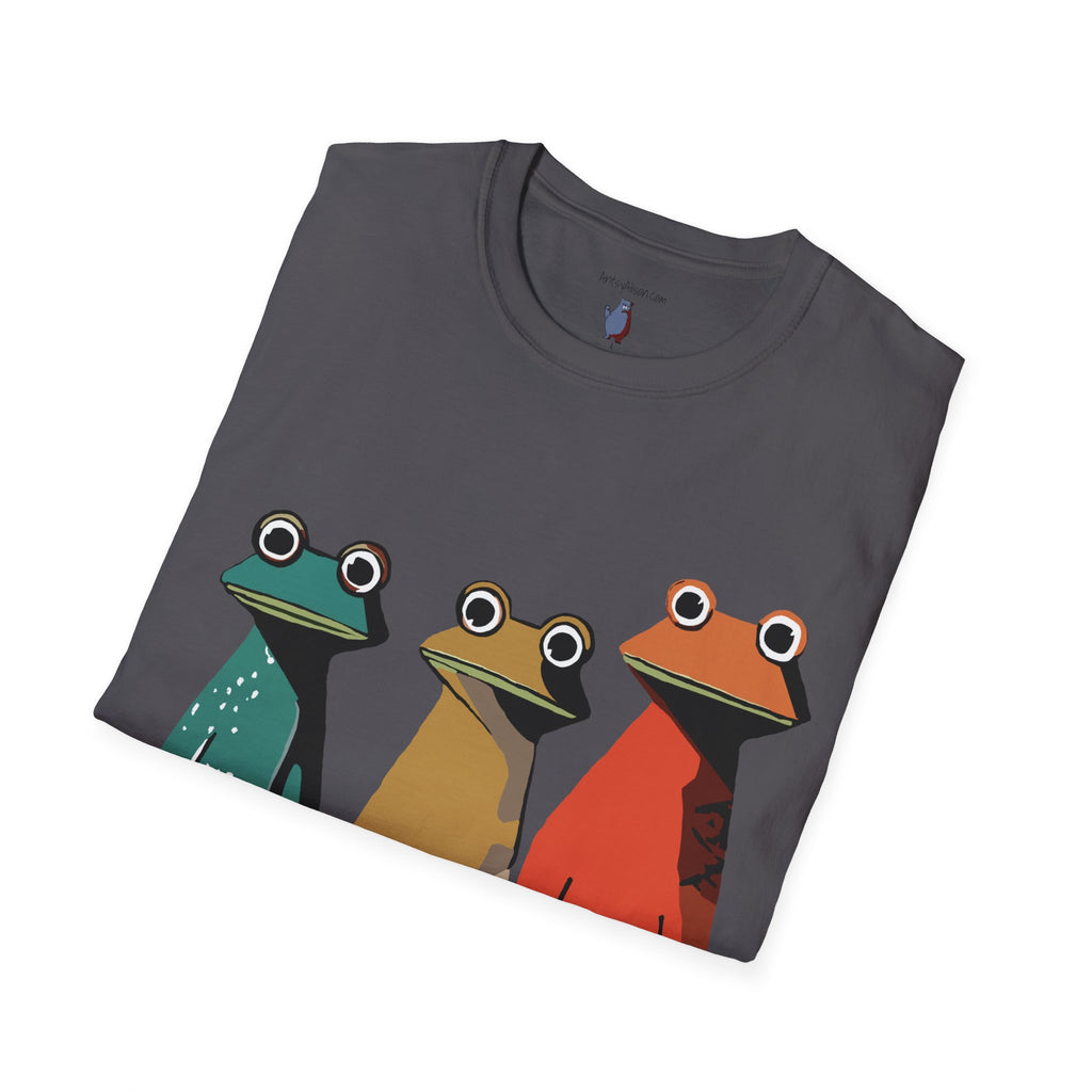 Three Frog Friends Graphic Art Print - 100% Cotton T-Shirt