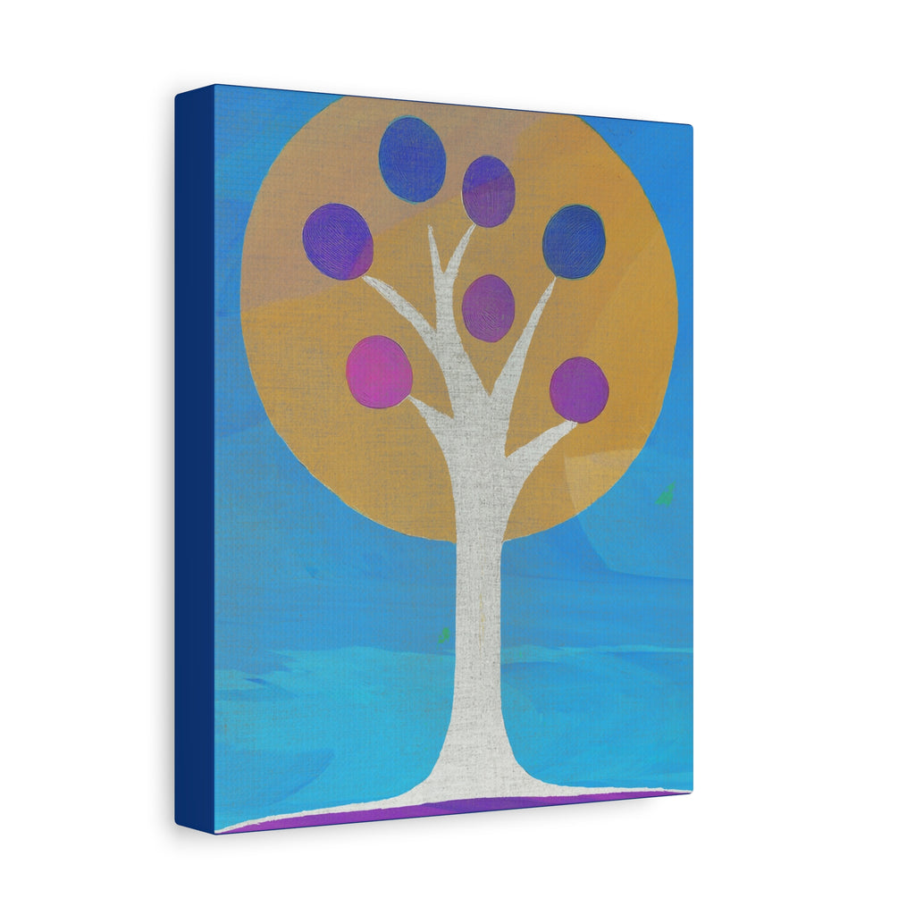 Midwest Modern Abstract Tree in Blue- Matte Canvas, Stretched, 1.25"