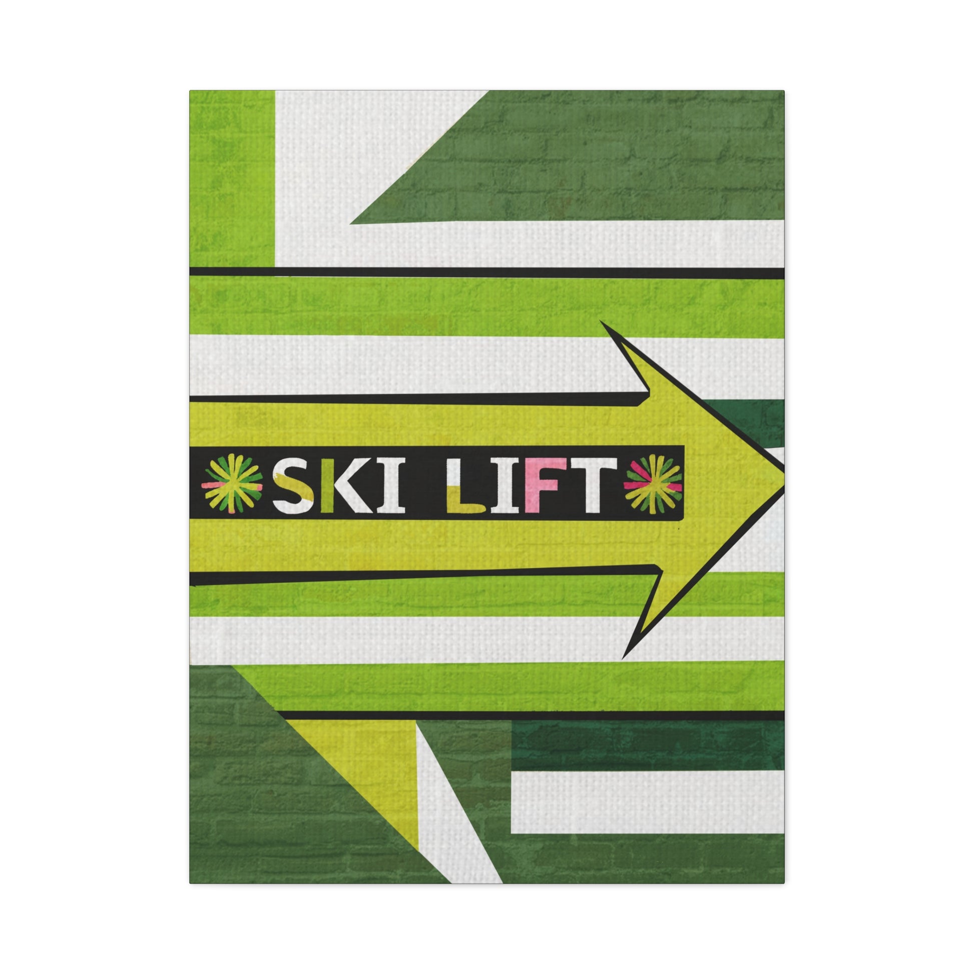 Midwest Mod Seasonal Winter Art Print Ski Lift Sign in Green - Matte Canvas, Stretched, 1.25"