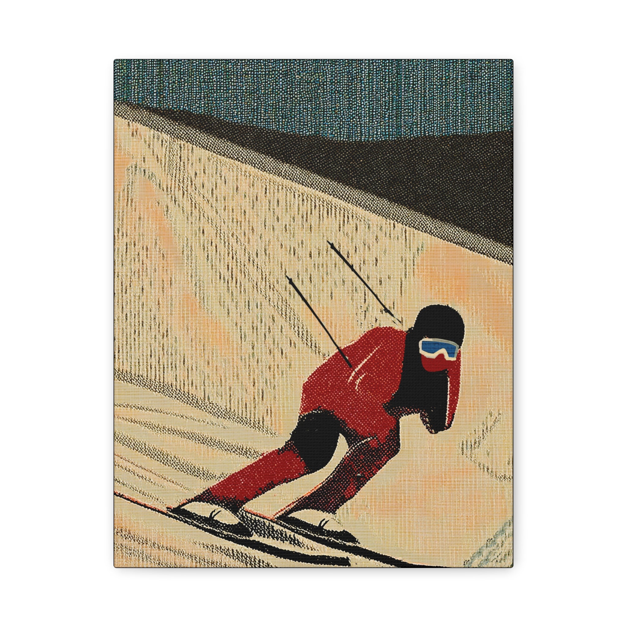 Midwest Mod Seasonal Winter Art Print Downhill Skier - Matte Canvas, Stretched, 1.25"