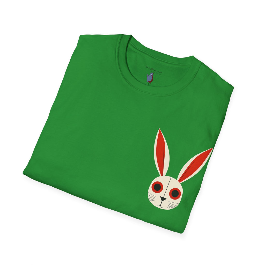 Midwest Modern Pop Iconic Bunny Head  - 100% Cotton Graphic Tee - animal lovers, bunny, rabbit, red, white