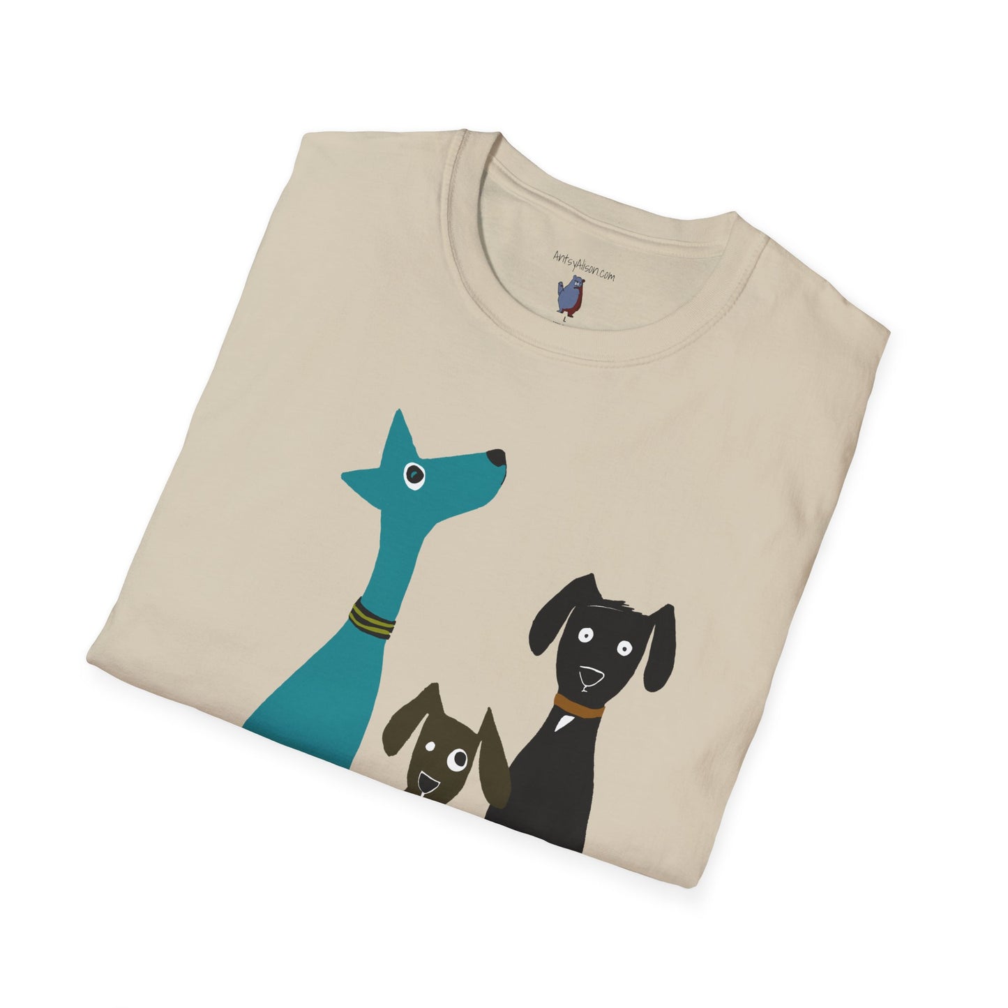 Retro Dog Trio #2 Graphic Art - 100% Cotton T-Shirt