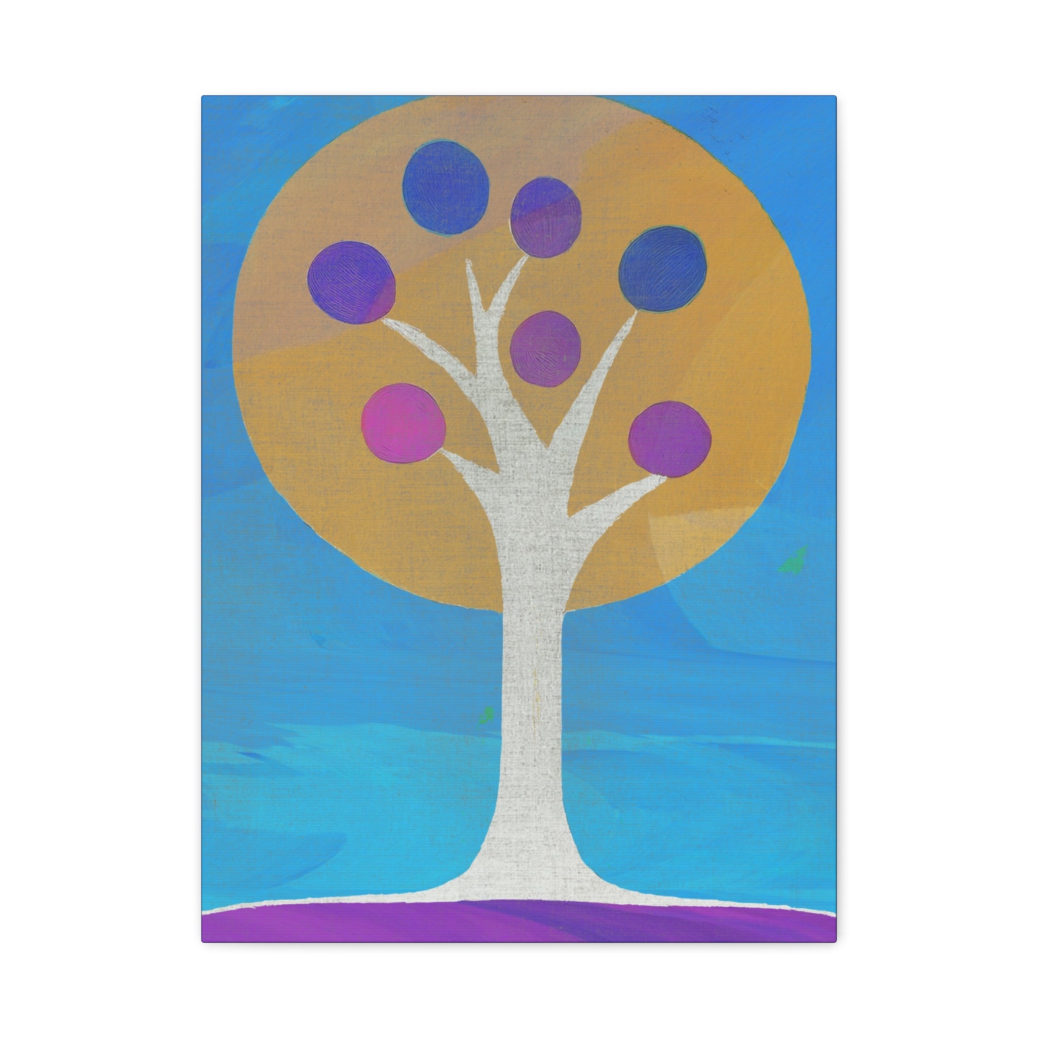 Midwest Modern Abstract Tree in Blue- Matte Canvas, Stretched, 1.25"