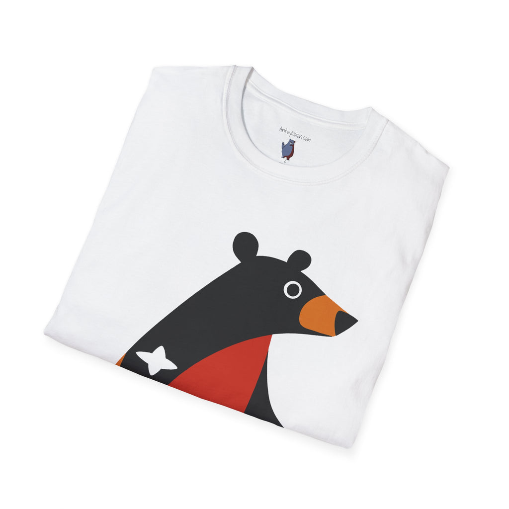 Mod Diamond Black Bear Graphic Art Tee - 100% Cotton T-Shirt
