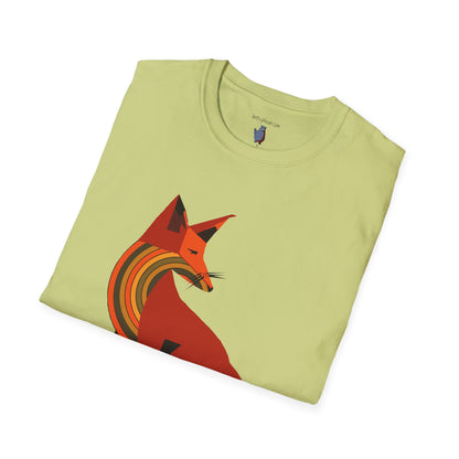 Sassy Striped Fox Graphic Art Tee - 100% Cotton T-Shirt