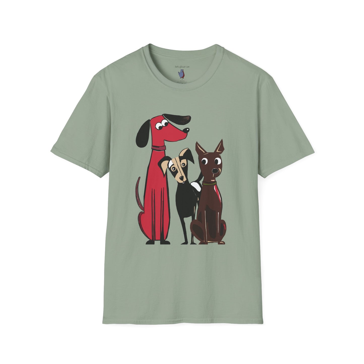 Retro Dog Trio Graphic Art - 100% Cotton T-Shirt