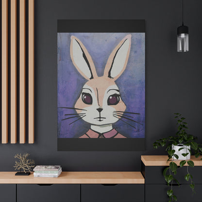 Apprehensive Girl - Bunny Rabbit Portrait - Matte Canvas, Stretched, 1.25"