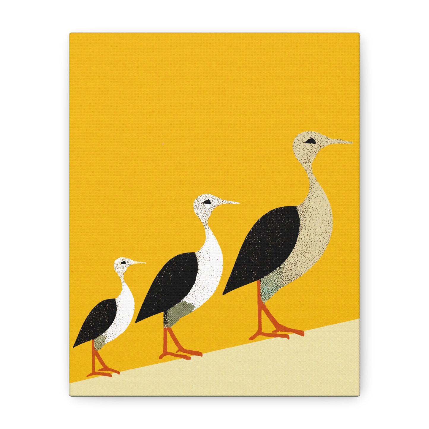 Three Birds in A Row Modern Graphic Art Print - Matte Canvas, Stretched, 1.25"