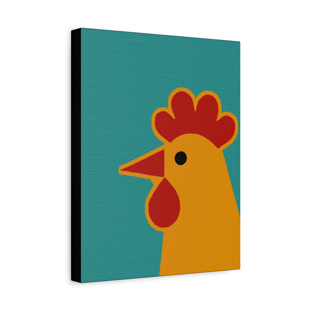 Midwest Modern Icon Pop Art Chicken Head Print - Matte Canvas, Stretched, 1.25" - wall decor, fun art,  bold, animals, chickens