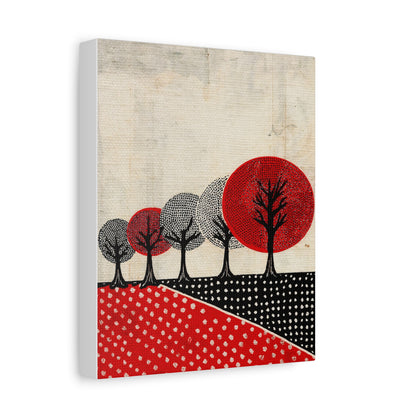 Modern Black and Red Prairie Landscape - Matte Canvas, Stretched, 1.25"