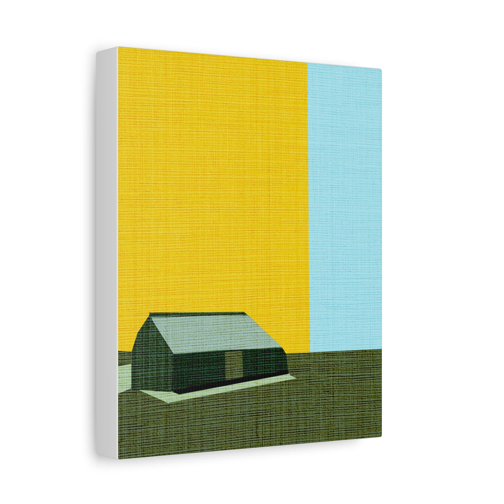 Midwest Modern Prairie Green Barn Landscape - Matte Canvas, Stretched, 1.25"