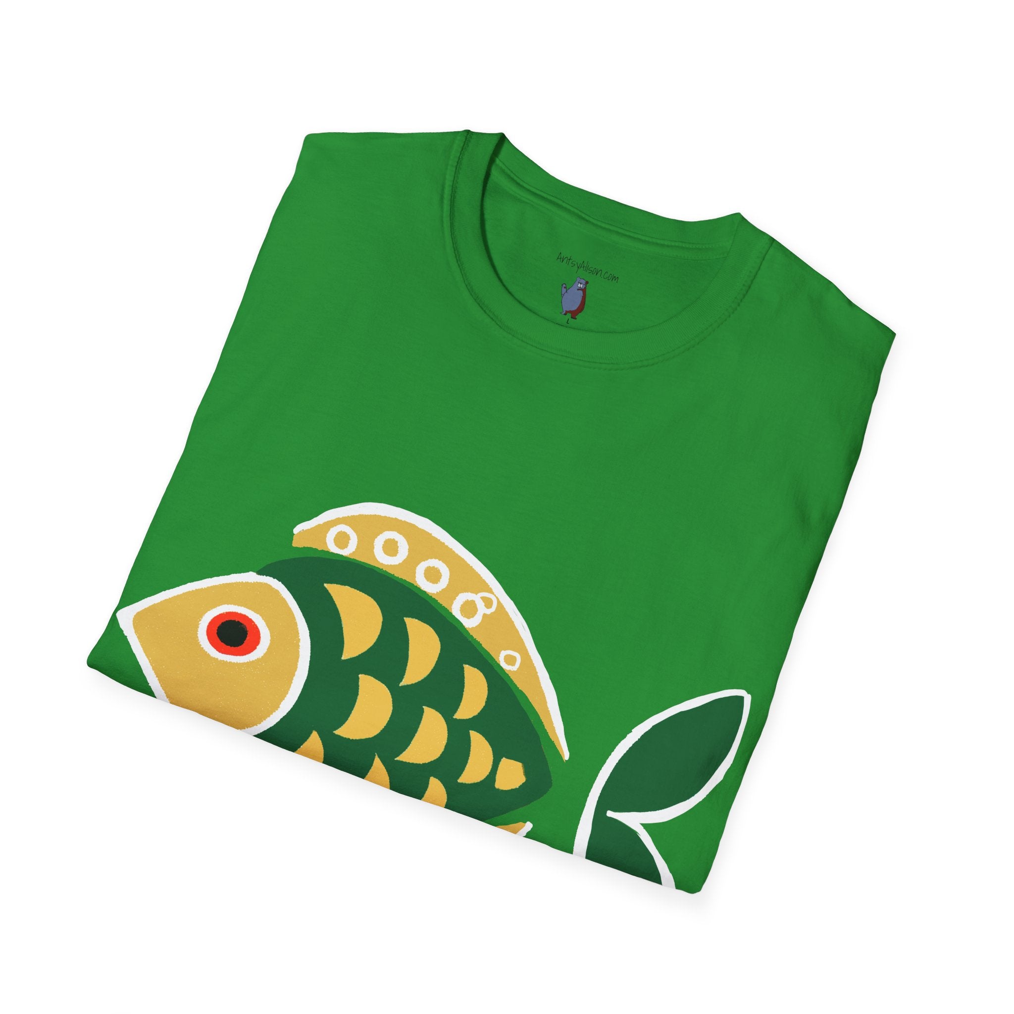 Retro Fish Graphic Art Tee - 100% Cotton T-Shirt