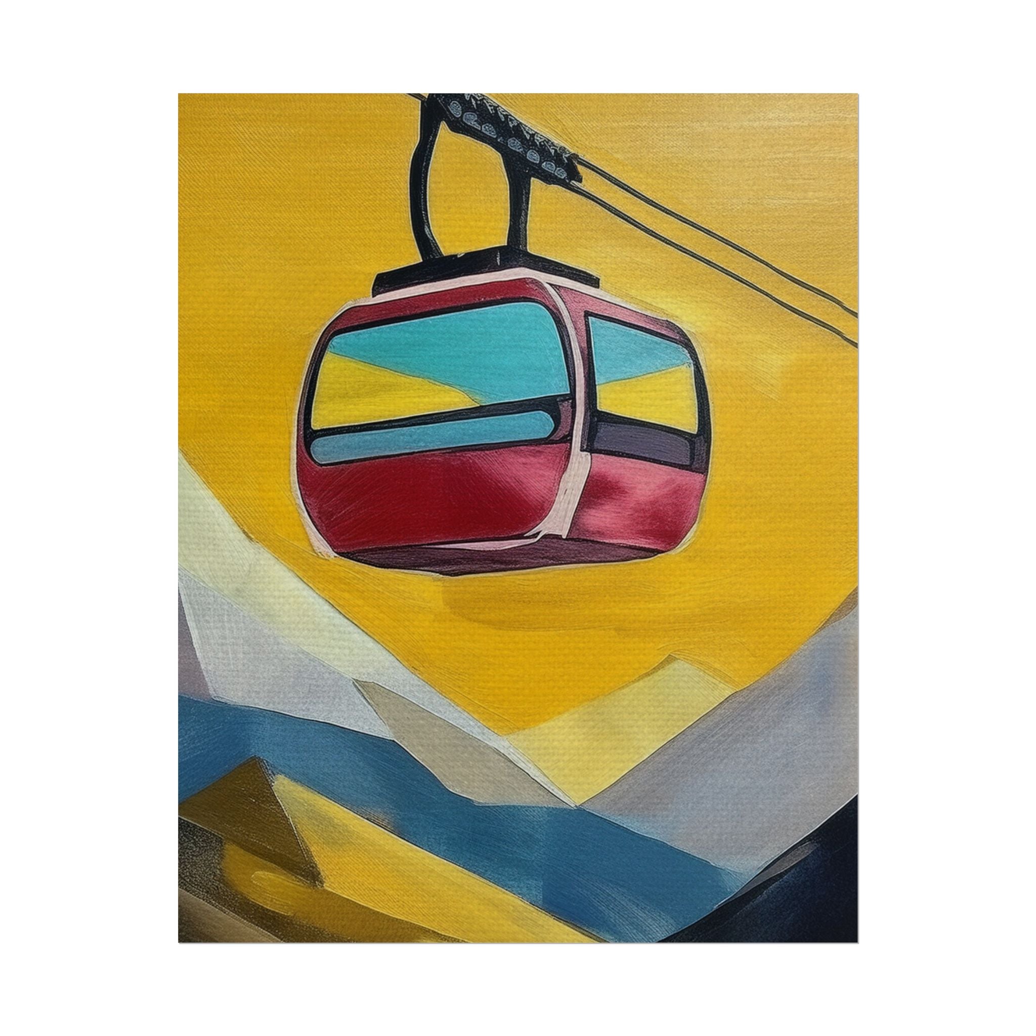 Midwest Modern Mountain Tram Ski Lift, Rolled Poster -  nature lovers, outdoor activities, winter, ski, sport, mountain, tram