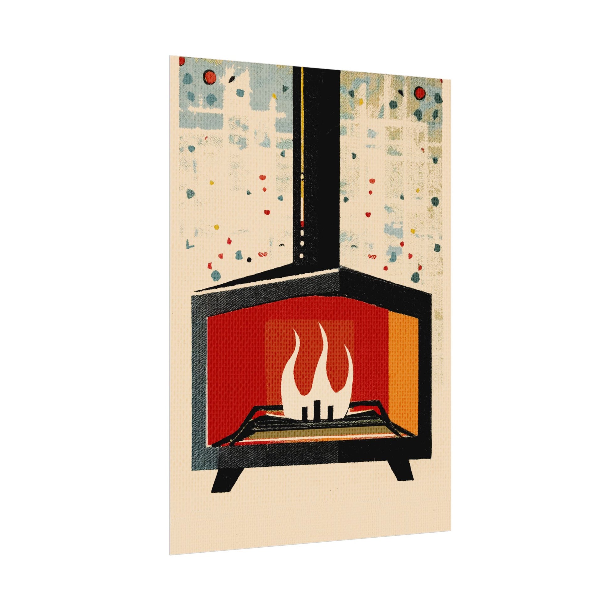 Mid Century Modern Fireplace Art Print Rolled Poster | Wall Art, Midwest Mod
