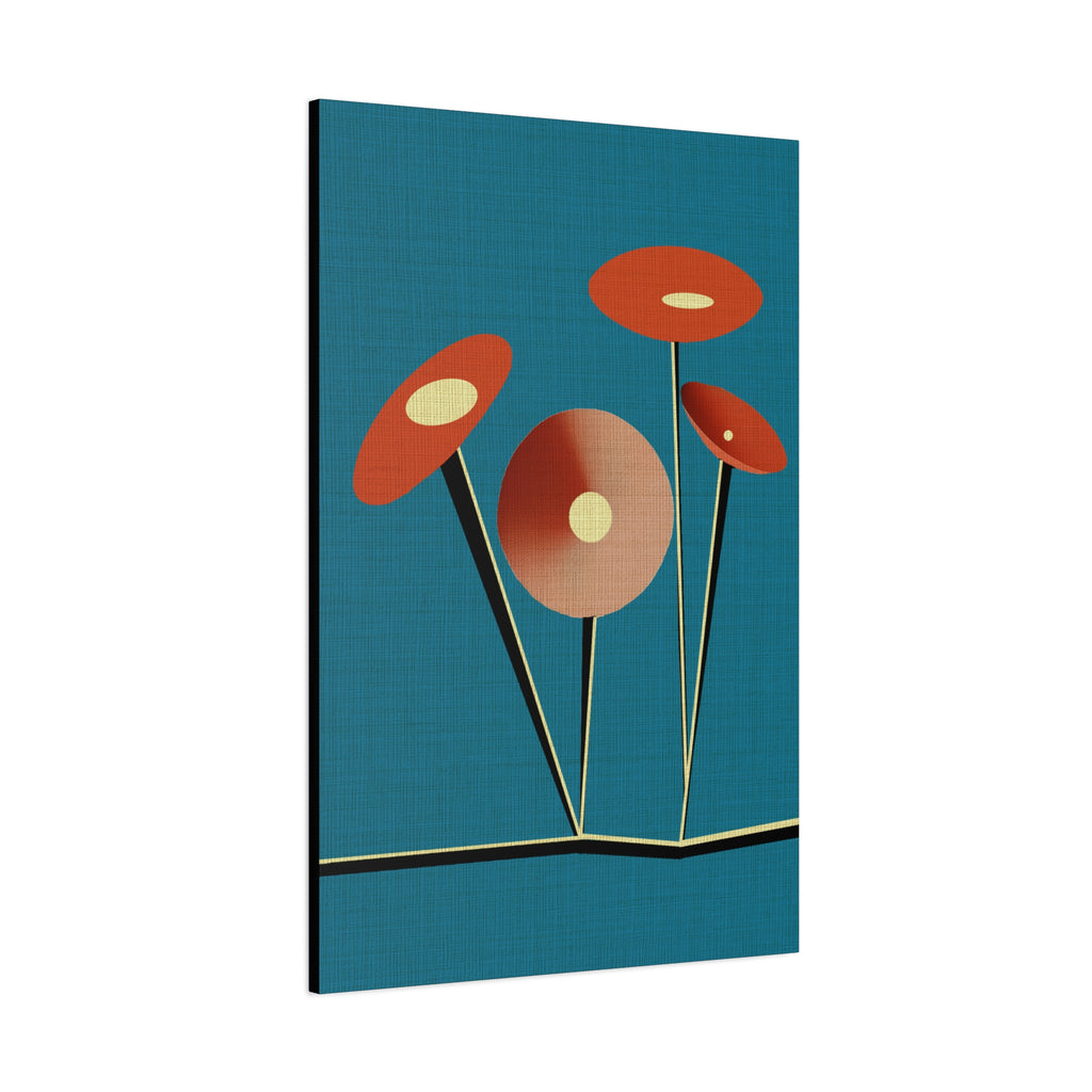Midwest Modern Saucer Flowers in B - Matte Canvas, Stretched, 1.25"