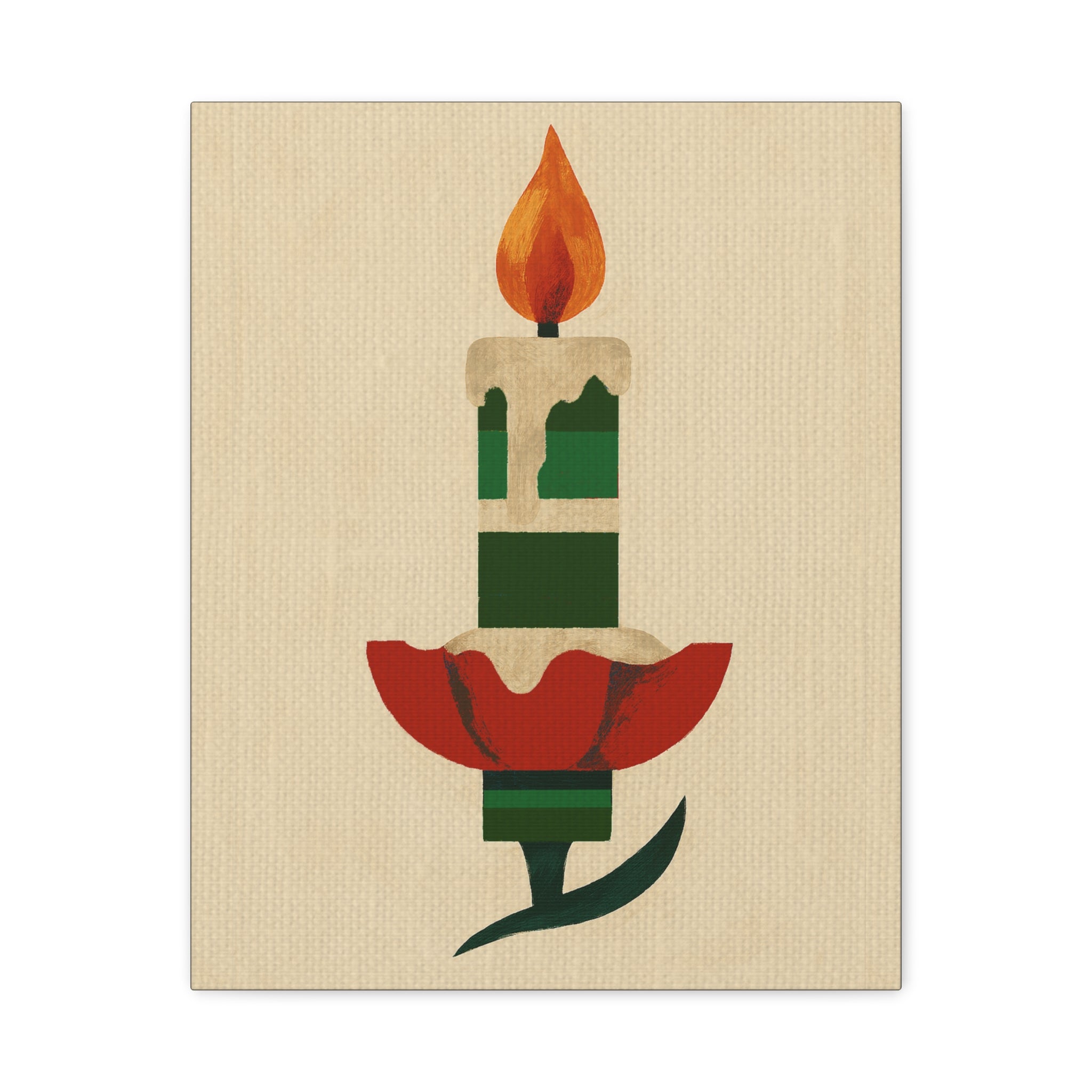 Midwest Mod Seasonal Christmas Art Print -Vintage Clip-On Candle Ornament - Matte Canvas, Stretched, 1.25"