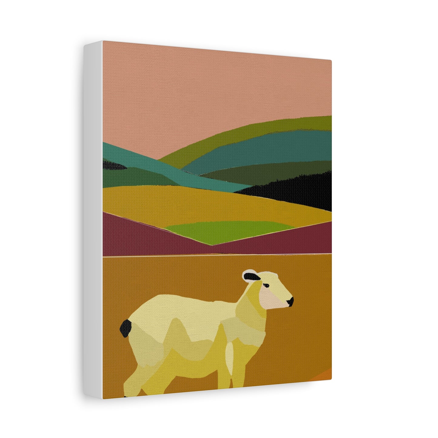 Springtime Lamb on the Prairie Abstract Landscape - Matte Canvas, Stretched, 1.25"