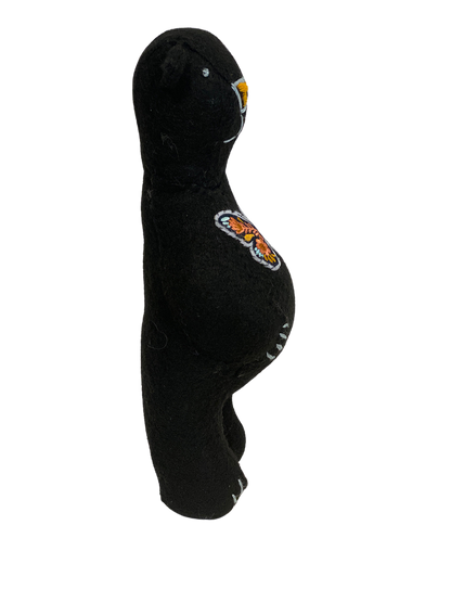 One of a Kind Black Bear Textile Art Plush Home Decor