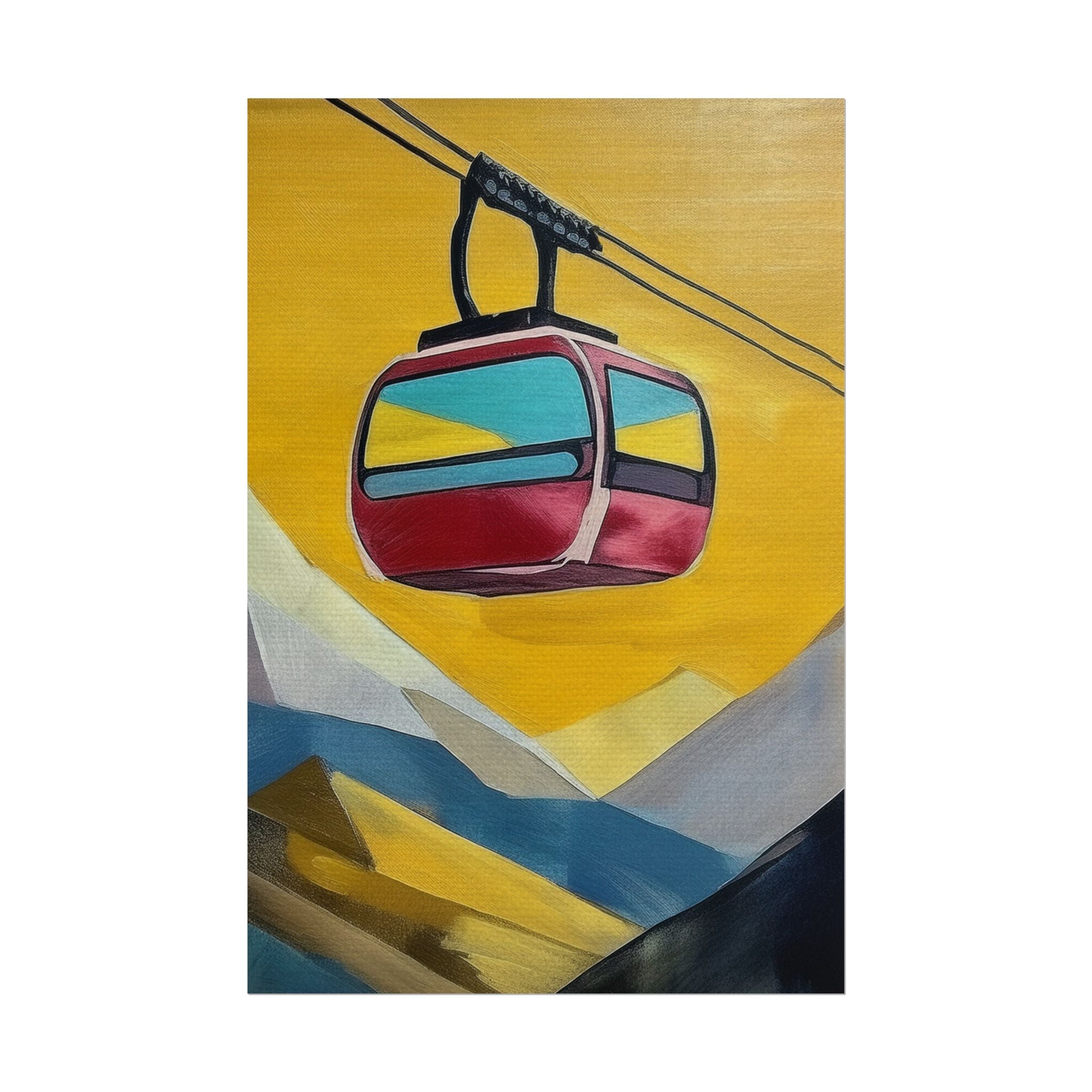 Midwest Modern Mountain Tram Ski Lift, Rolled Poster -  nature lovers, outdoor activities, winter, ski, sport, mountain, tram