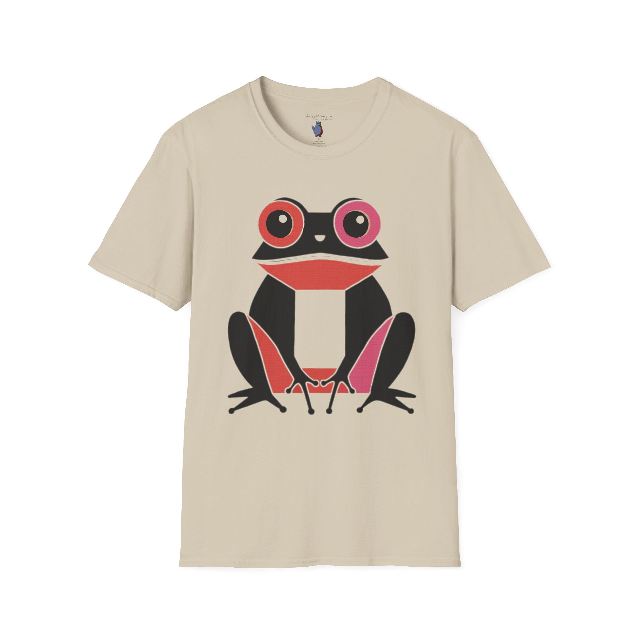 Midwest Modern Pop Iconic Blank and Pink Frog - 100% Cotton Graphic Tee - animal lovers, frogs, amphibians, black, pink