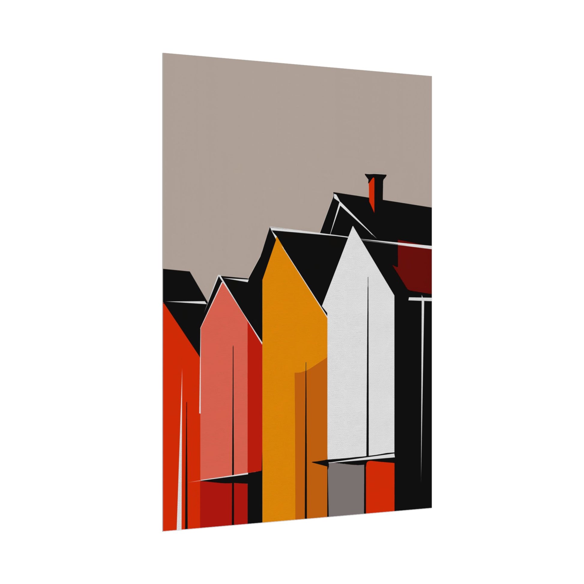 Mid Century Modern Inspired Houses Homes Art Print Rolled Poster | Wall Art, Midwest Mod, Prairie, Architecture