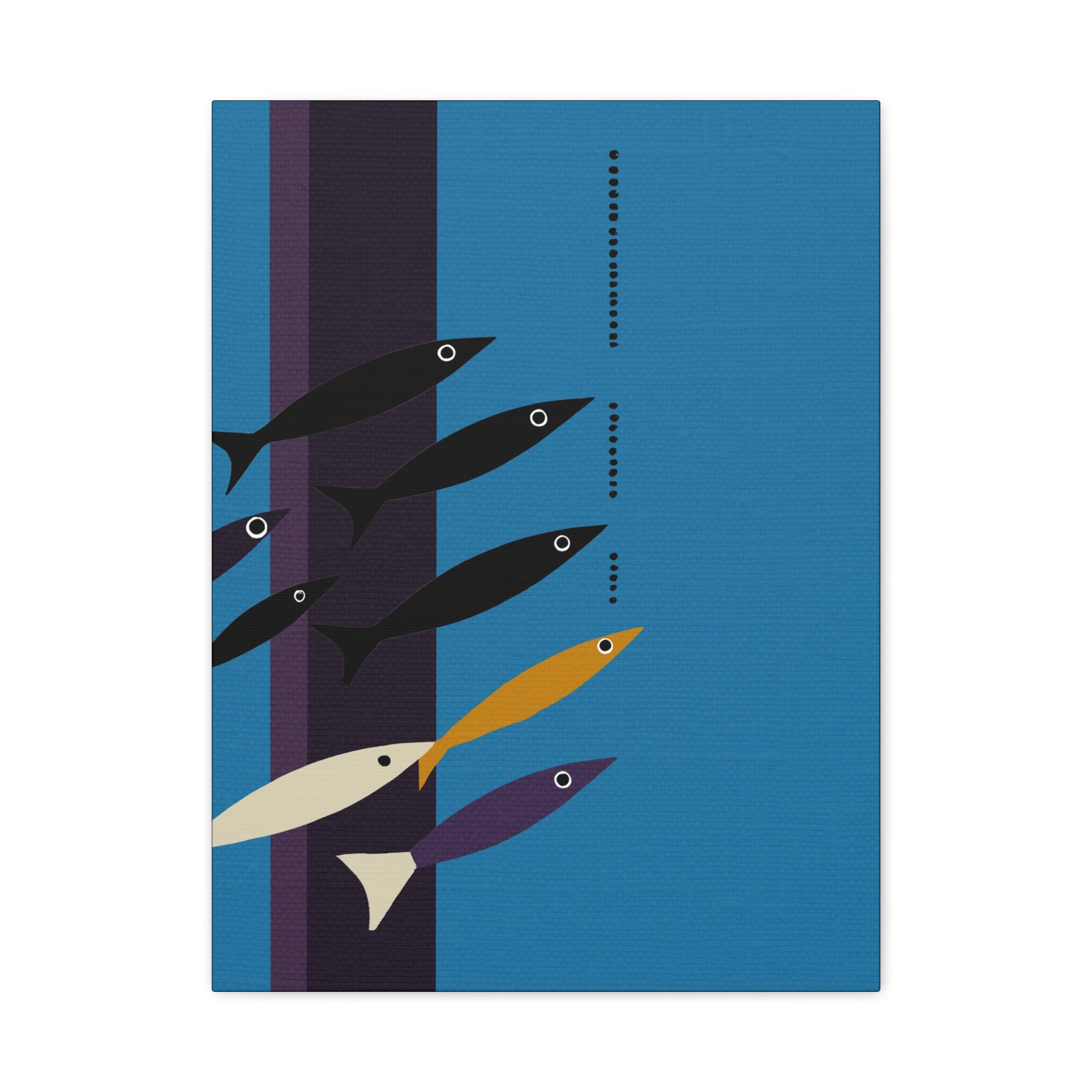 Midwest Modern Abstract Retro School of Fish (G) Print - Matte Canvas, Stretched, 1.25" -  home decor, wall art, nature, fish, fishing