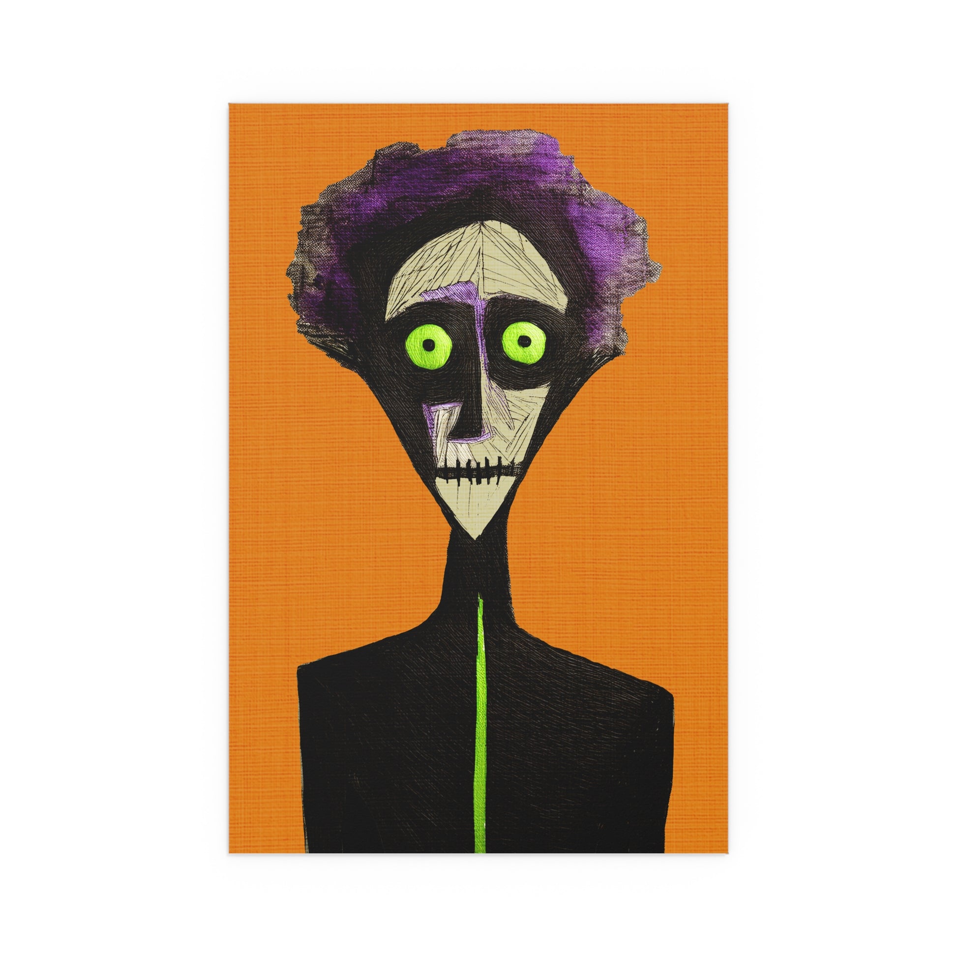 Midwest Mod Wide Eyed Zombie Seasonal Silk Poster, Indoor and Outdoor Decor, Unique Home Decor, Seasonal Decor, Halloween, Zombie, Monster, Creature