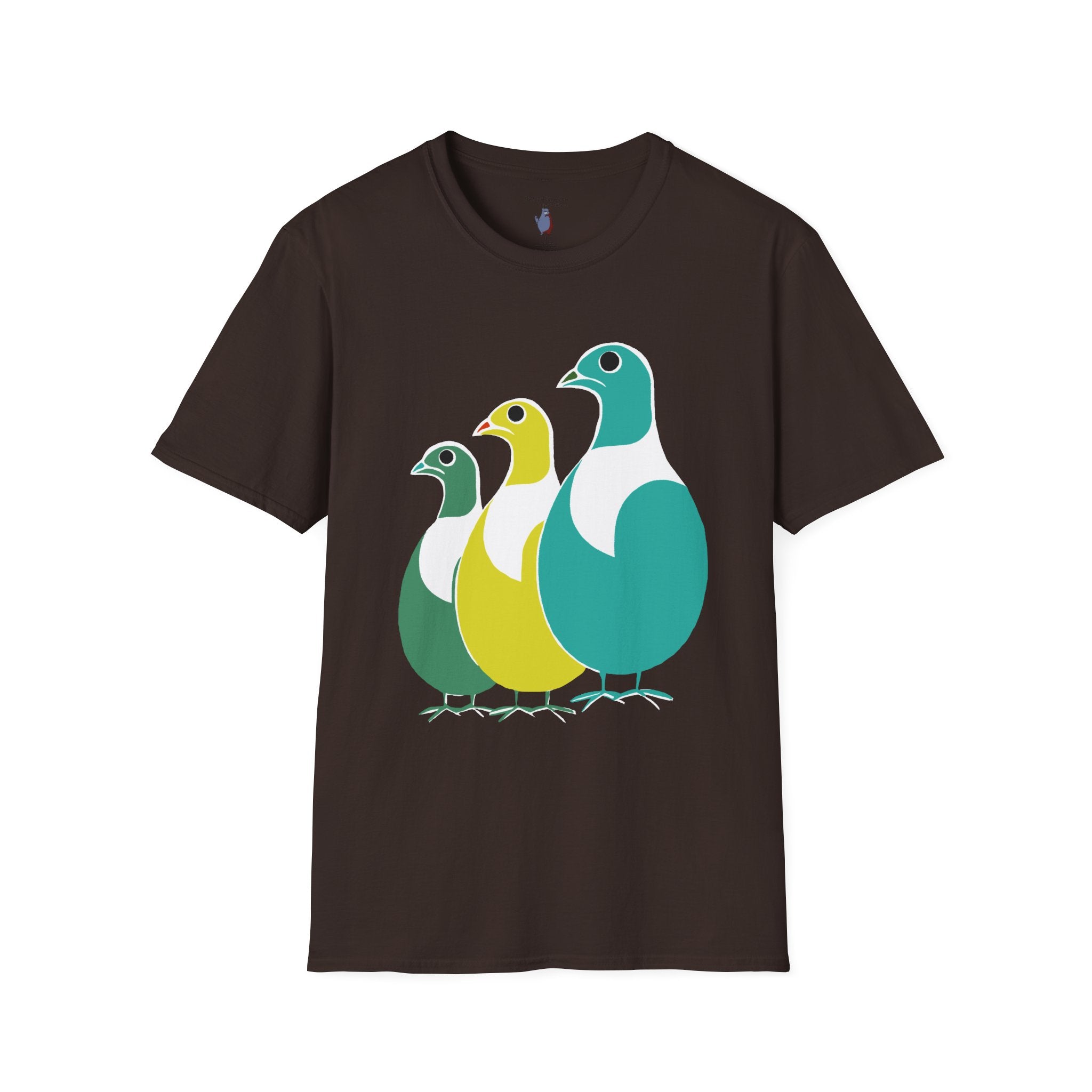 Midwest Modern Pop Art Partridge Trio in Blues - 100% Cotton Graphic Tee - animal lovers, cute, partridge, bird