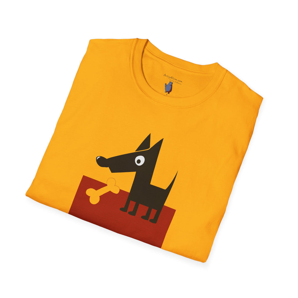 Midwest Modern Pop Icon Dog & Bone 100% Cotton Graphic Tee - animal lovers, dog, canine, bones