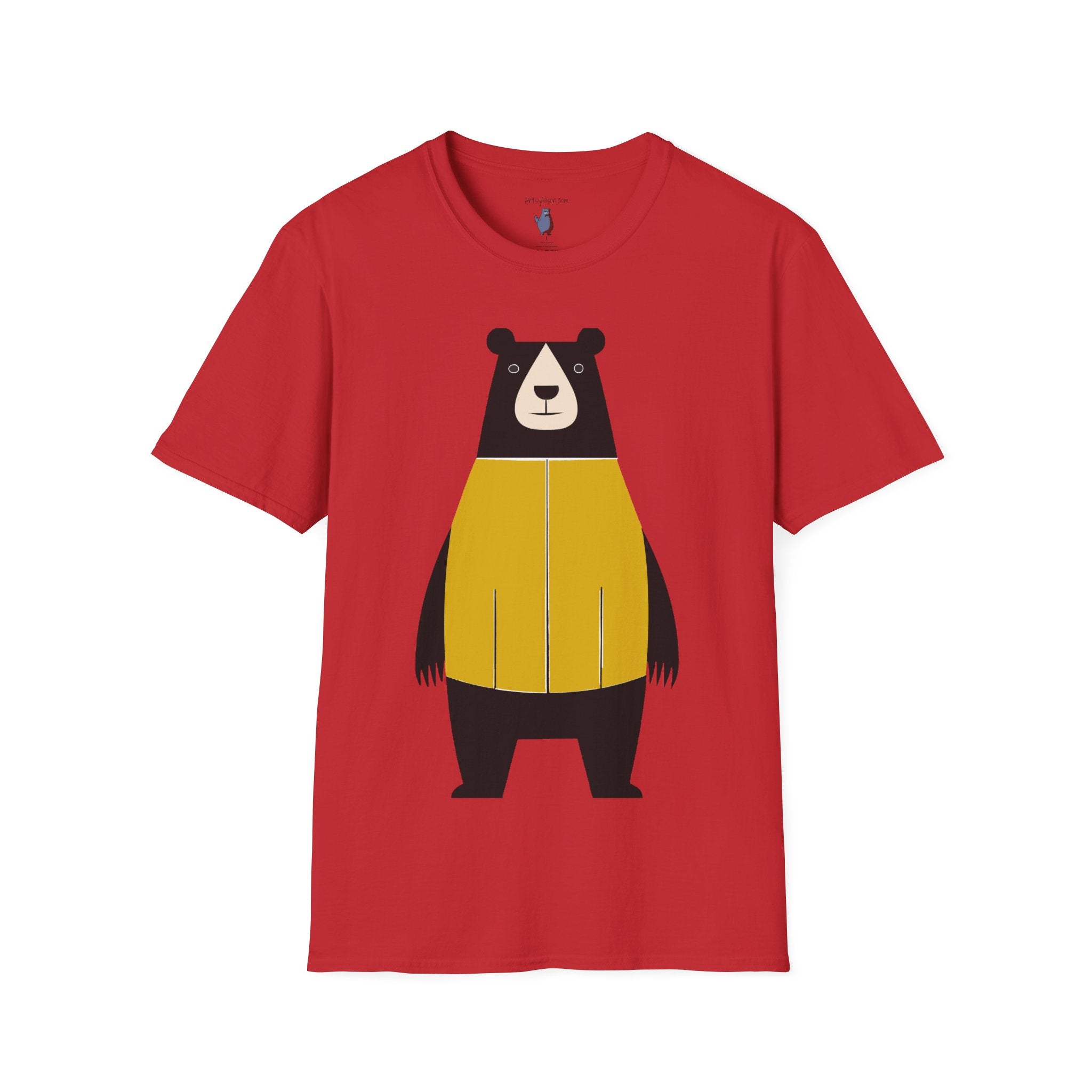 Bear in Yellow Graphic Art - 100% Cotton T-Shirt