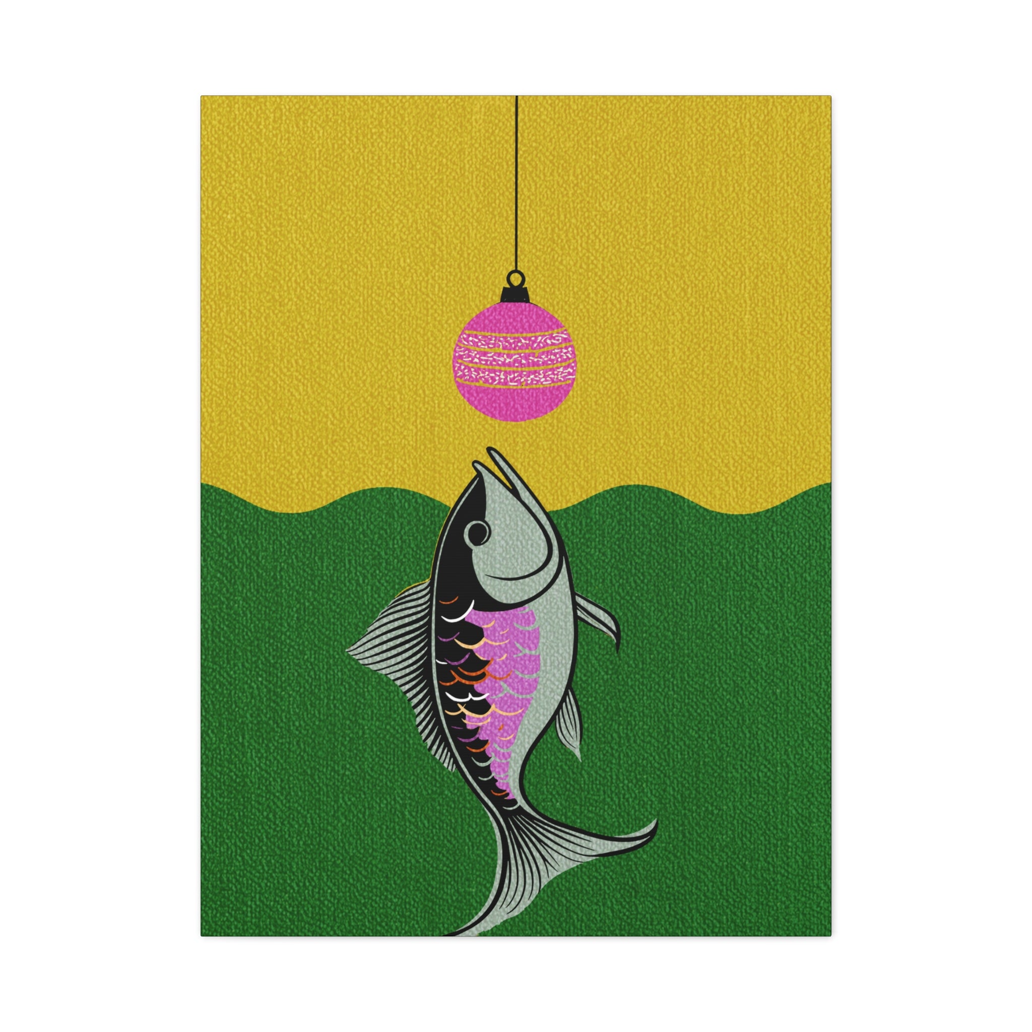 Midwest Mod Holiday Christmas Ornament Lure Fishing No. 2 Print- Matte Canvas, Stretched, 1.25", holiday decor, Christmas, fishing, lures