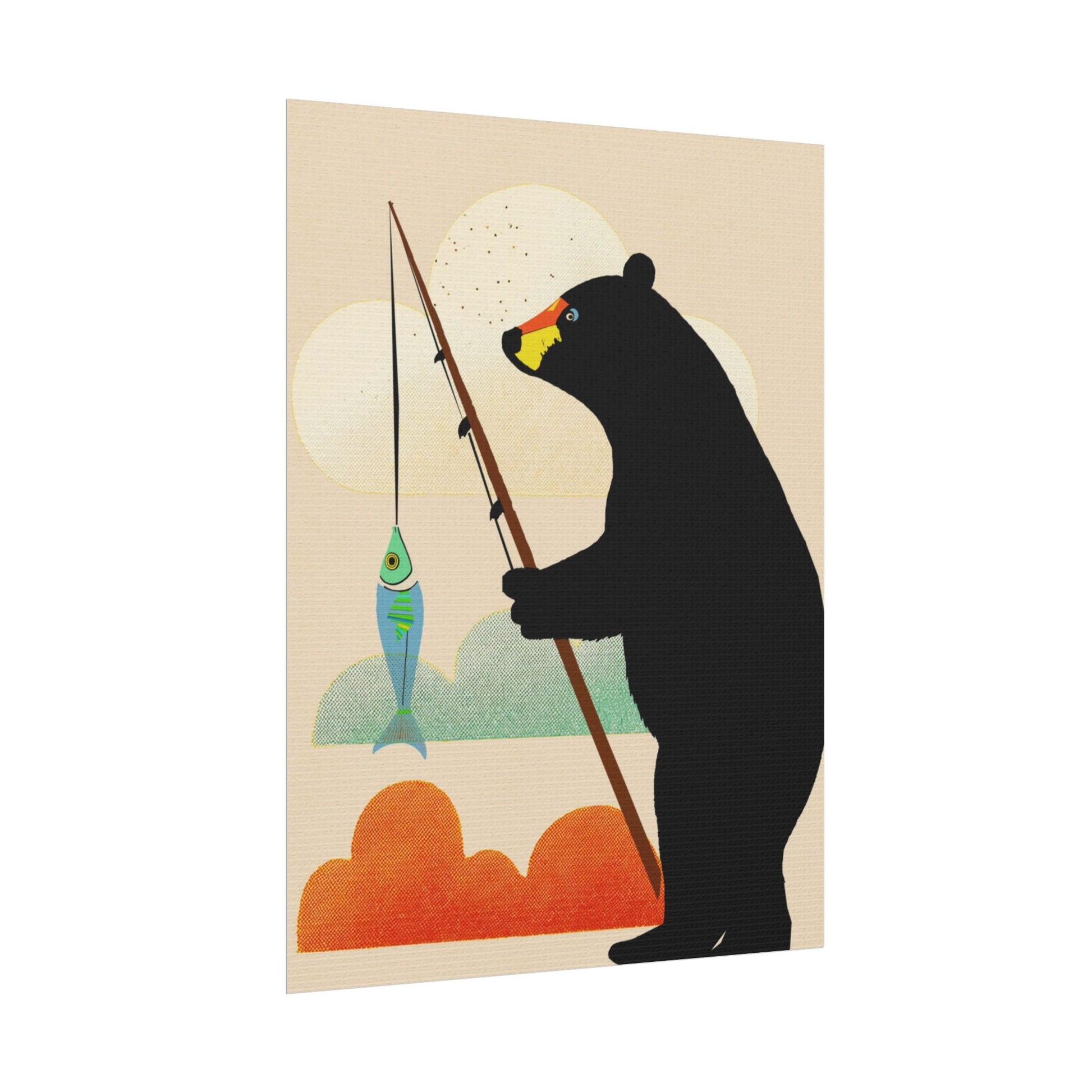 Fishing Bear with Catch Art Print Rolled Poster | Fishing, Bears