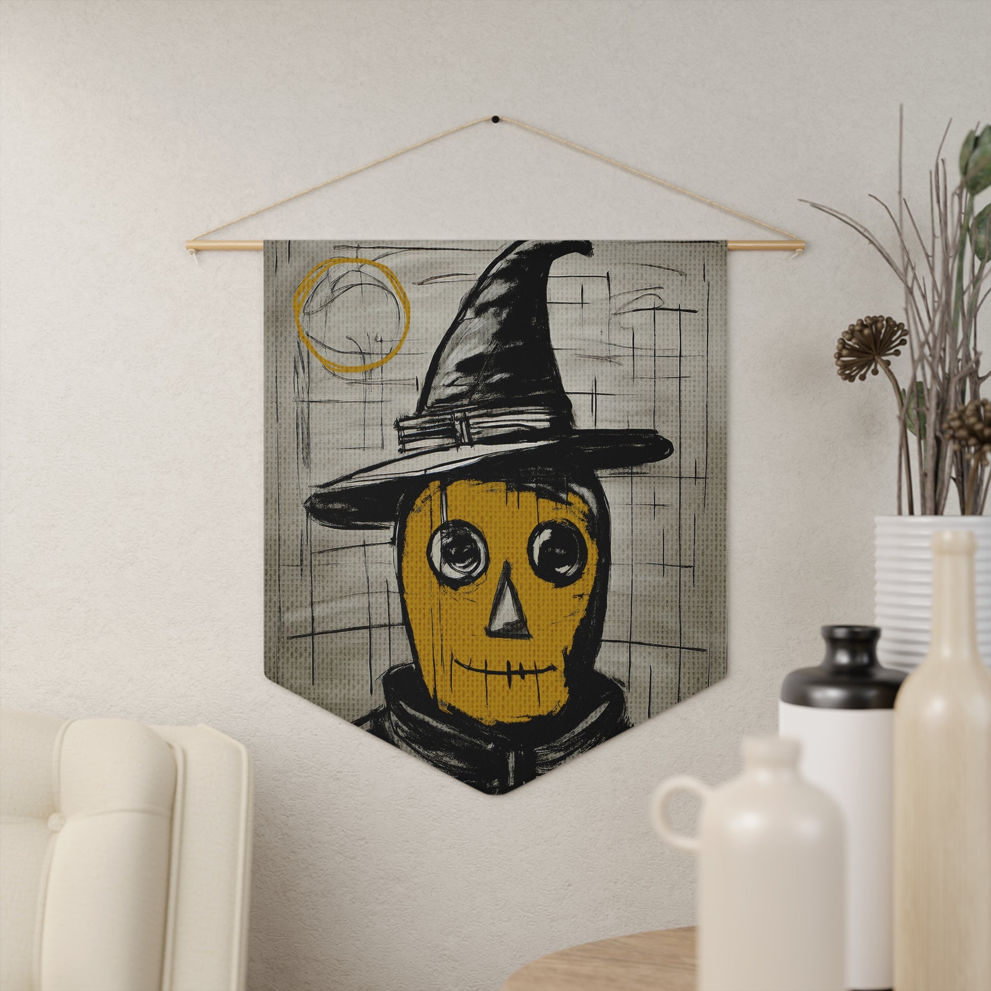 Midwest Mod Creepy Scarecrow Pennant Banner - Halloween Decor, Wall Hanging, Boo Decoration, Party Accessory, Gift Idea