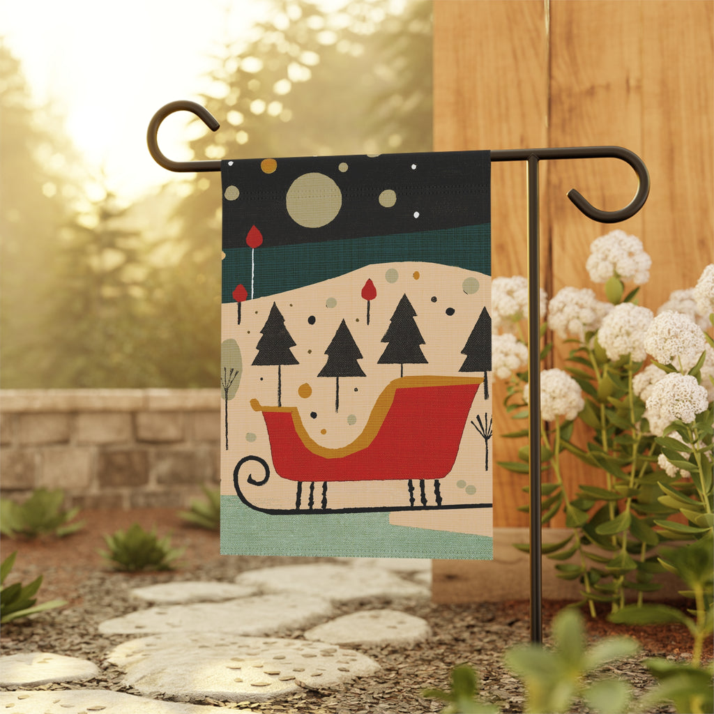 Seasonal Christmas Midwest Mod Magical Holiday Sleigh Outdoor House Flag Garden Banner