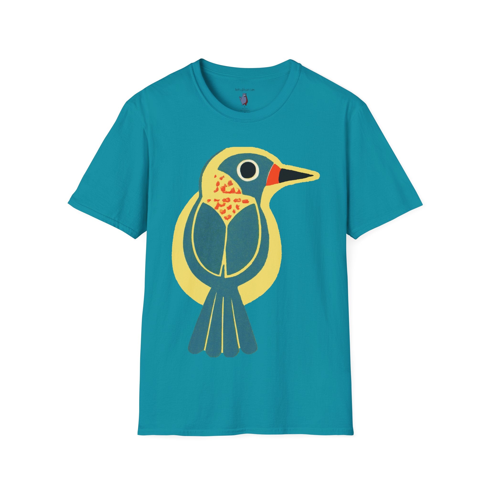Retro BlueBird Graphic Art Tee - 100% Cotton T-Shirt