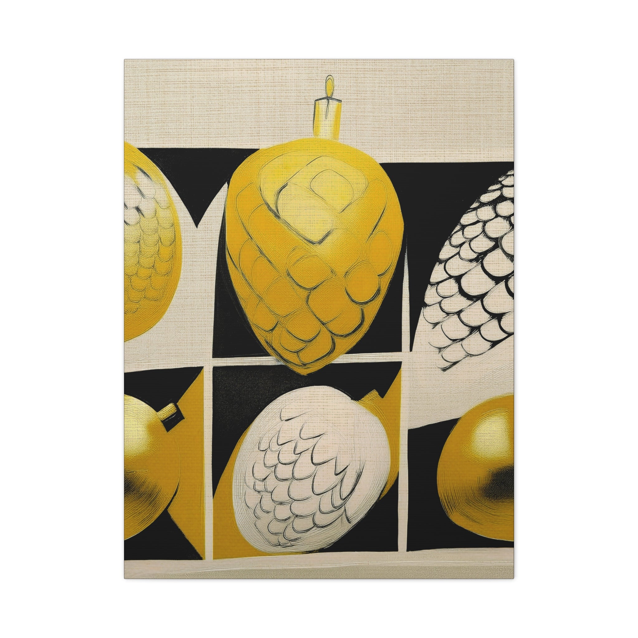 Midwest Mod Holiday Glass Ornaments - Pinecones - Matte Canvas, Stretched, 1.25", holiday decor, pinecones, ornaments, Christmas