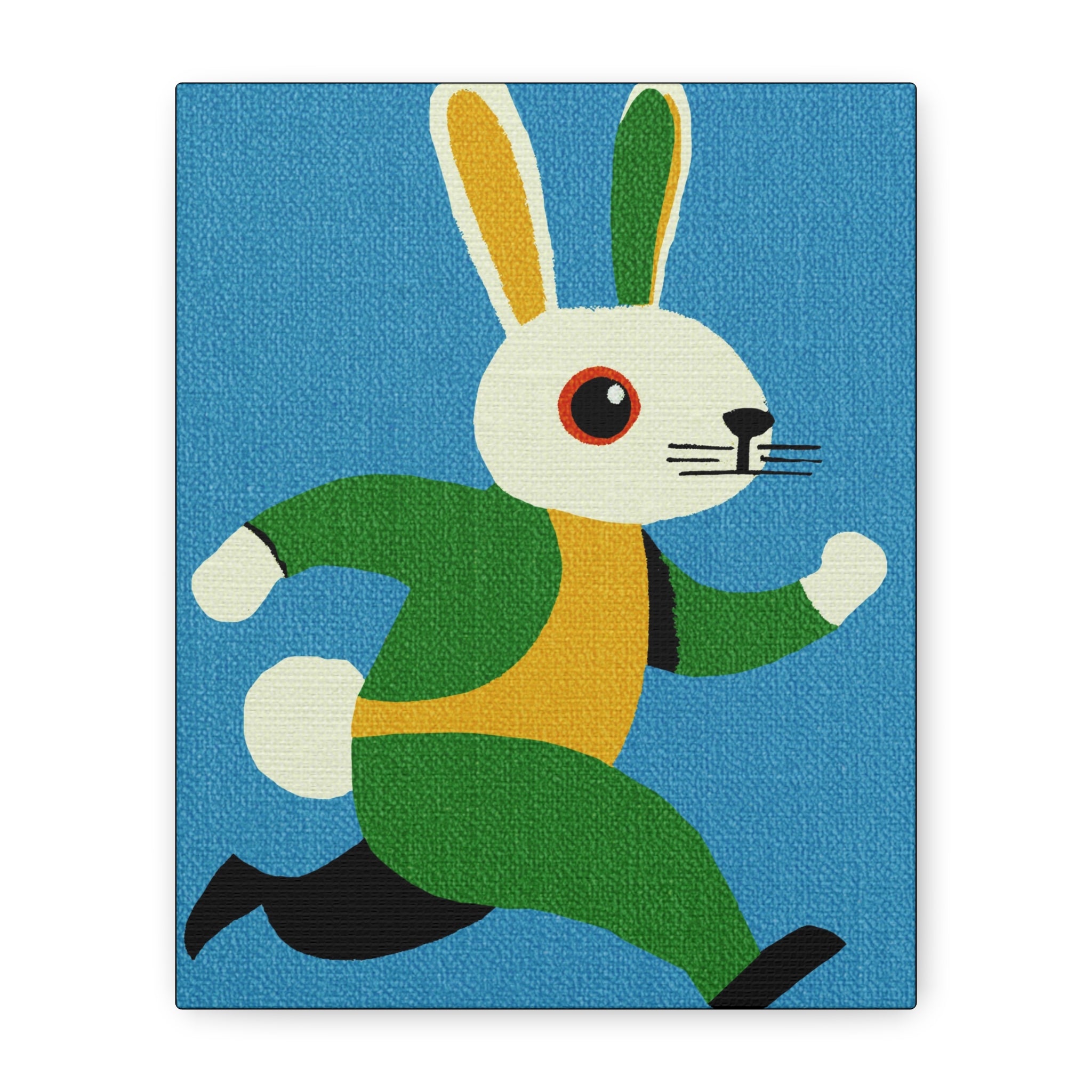 Midwest Modern Pop Art Run Rabbit Run #1 Art Print - Matte Canvas, Stretched, 1.25" -  home decor, wall art, bunny, spring, easter, rabbit