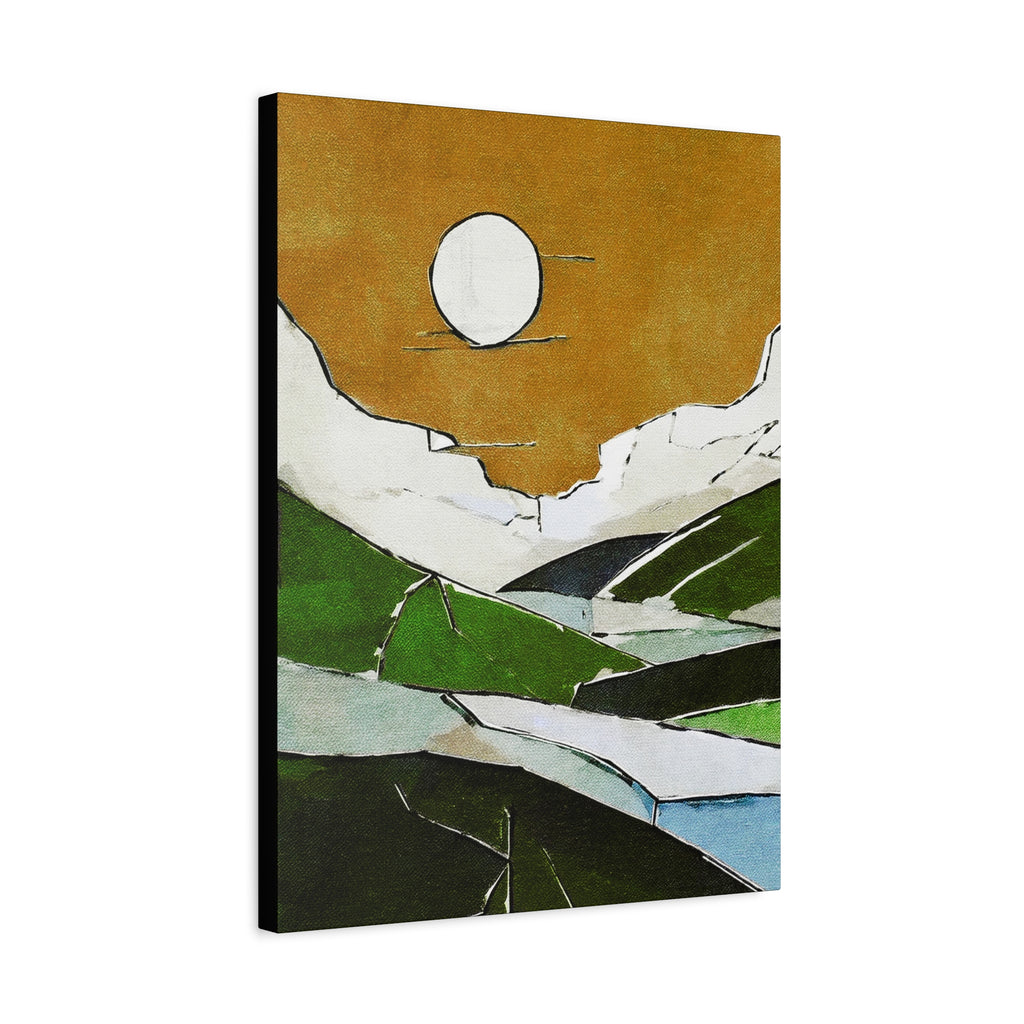 Mid Century Modern Inspired Prairie Landscape Graphic Art Print - Matte Canvas, Stretched, 1.25"