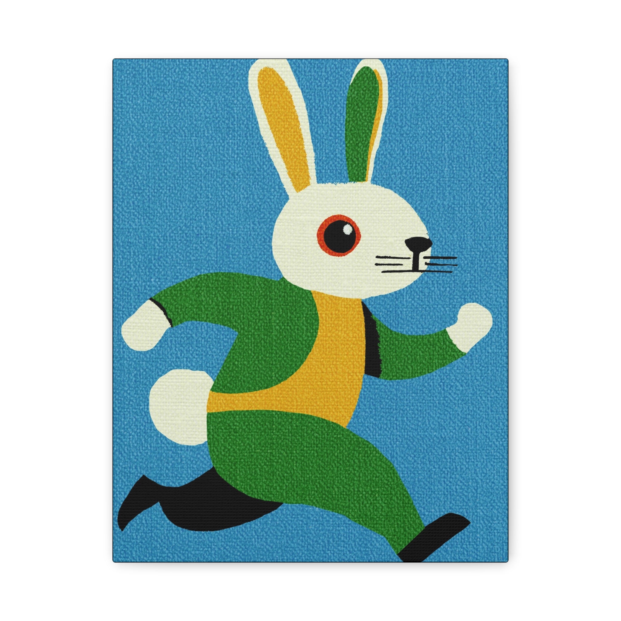 Midwest Modern Pop Art Run Rabbit Run #1 Art Print - Matte Canvas, Stretched, 1.25" -  home decor, wall art, bunny, spring, easter, rabbit