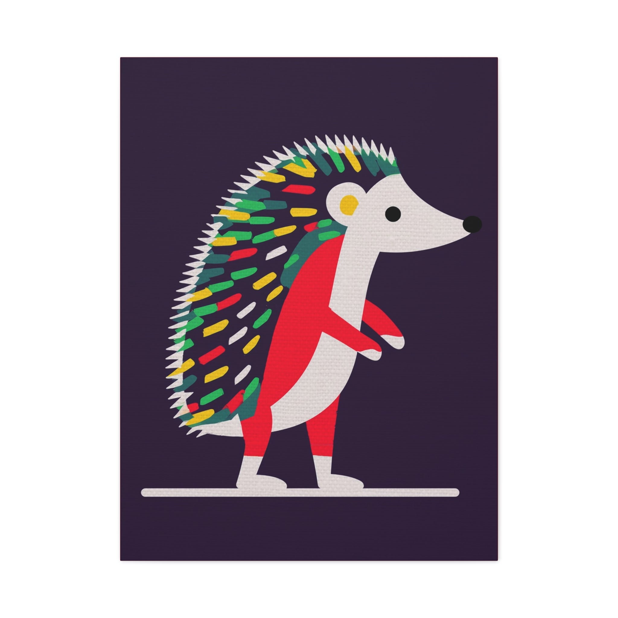 Midwest Modern Pop Art Style Hedgehog Print - Matte Canvas, Stretched, 1.25" - nursery, wall decor, fun art, bold, kids decor
