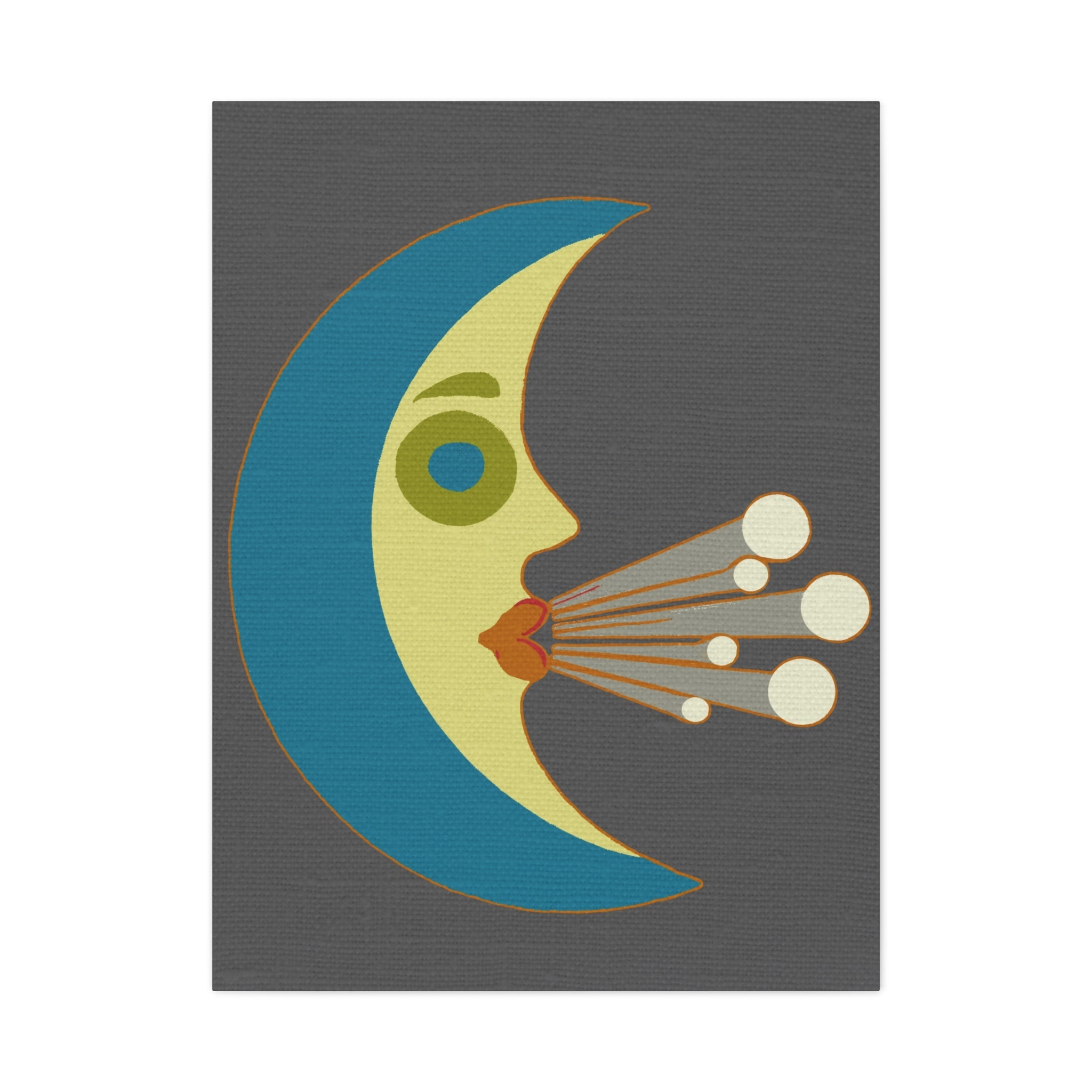 Midwest Modern Windy Crescent Moon Print - Matte Canvas, Stretched, 1.25" -  home decor, wall art, nature, moon, space, wind, weather