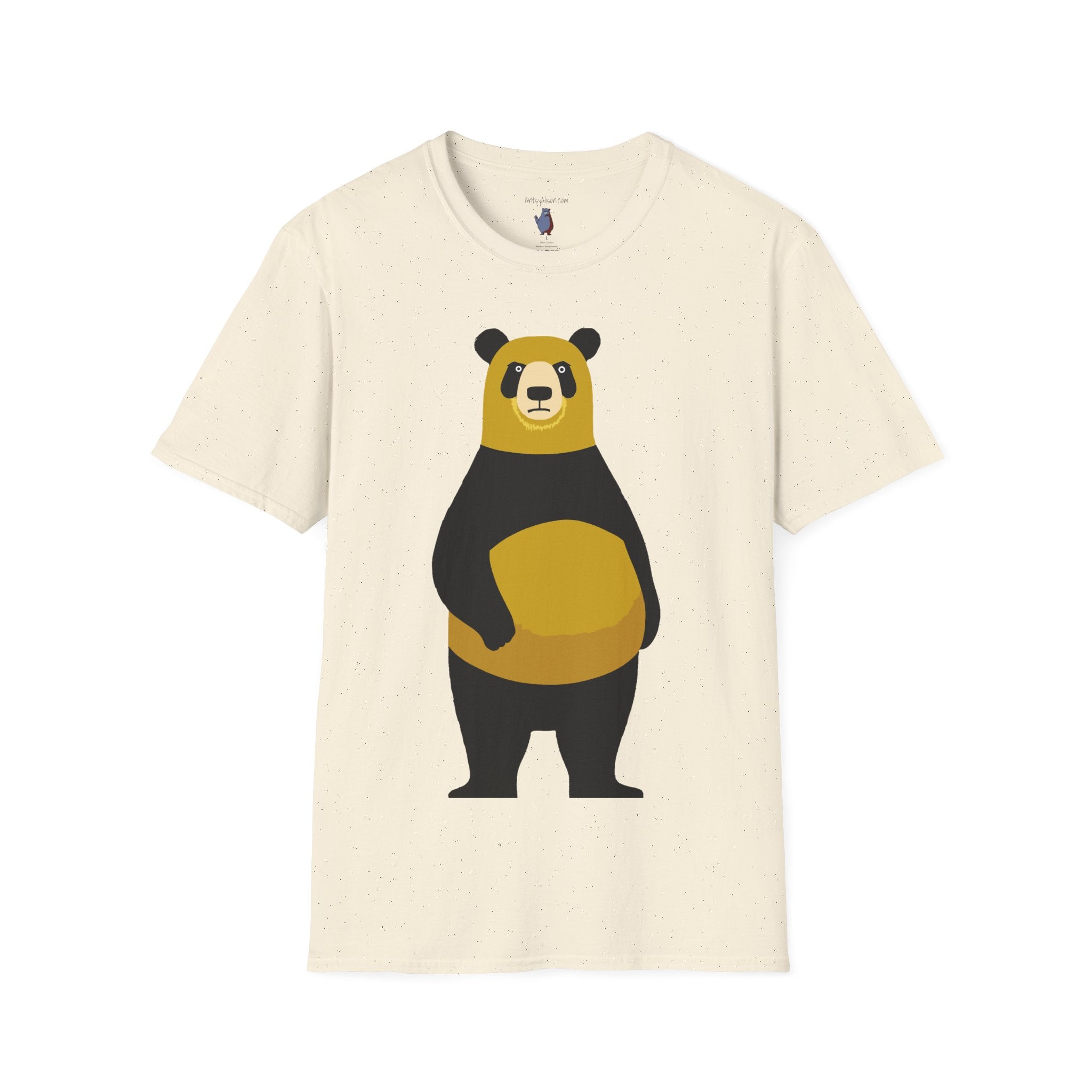 Yellow and Black Bear Number 5 Graphic Art - 100% Cotton T-Shirt