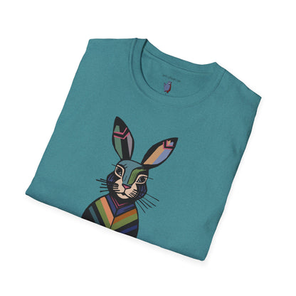 Striped Standing Bunny Rabbit - 100% Cotton T-Shirt