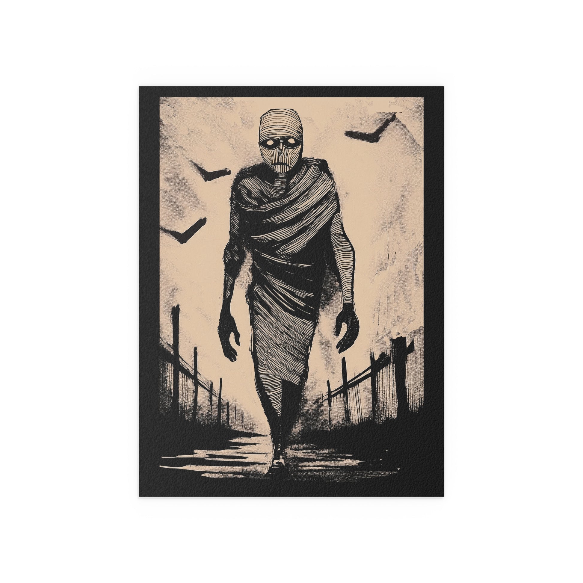 Midwest Mod Walking Mummy Seasonal Silk Poster, Indoor and Outdoor Decor, Seasonal Decor, Halloween, Mummy