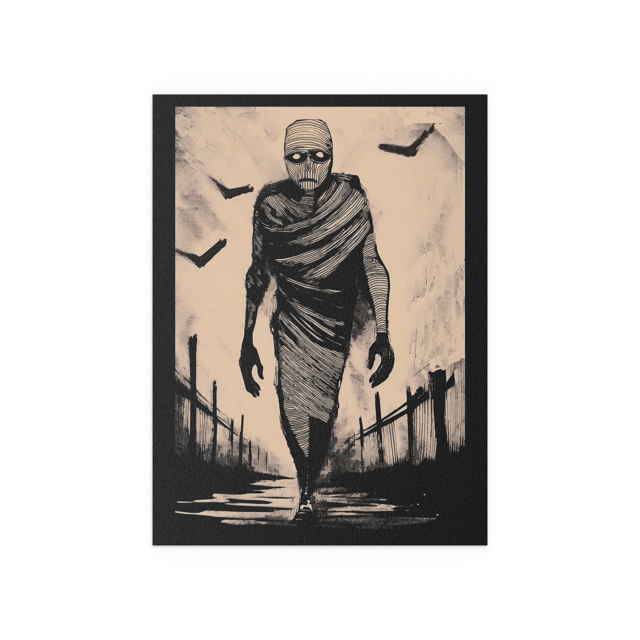Midwest Mod Walking Mummy Seasonal Silk Poster, Indoor and Outdoor Decor, Seasonal Decor, Halloween, Mummy