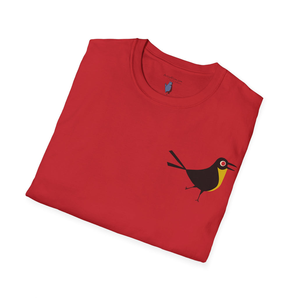 Midwest Modern Pop Icon Happy Bird - 100% Cotton Graphic Tee - animal lovers, bird, mood, happy, aviary