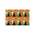 Mid-Century Modern Style Halloween Ghosts Pattern Outdoor Rug — Retro Abstract Patio Mat