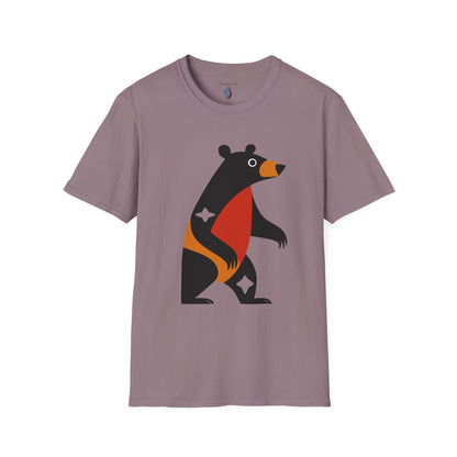 Mod Diamond Black Bear Graphic Art Tee - 100% Cotton T-Shirt