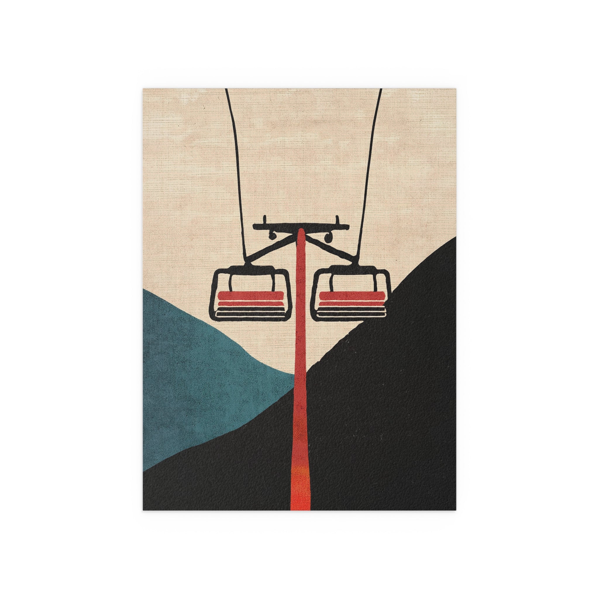 Midwest Mod Minimal Ski Lift Silk Poster, Indoor and Outdoor Decor, Unique Home Decor, Seasonal Decor, Christmas, Holiday, Winter, Cabin
